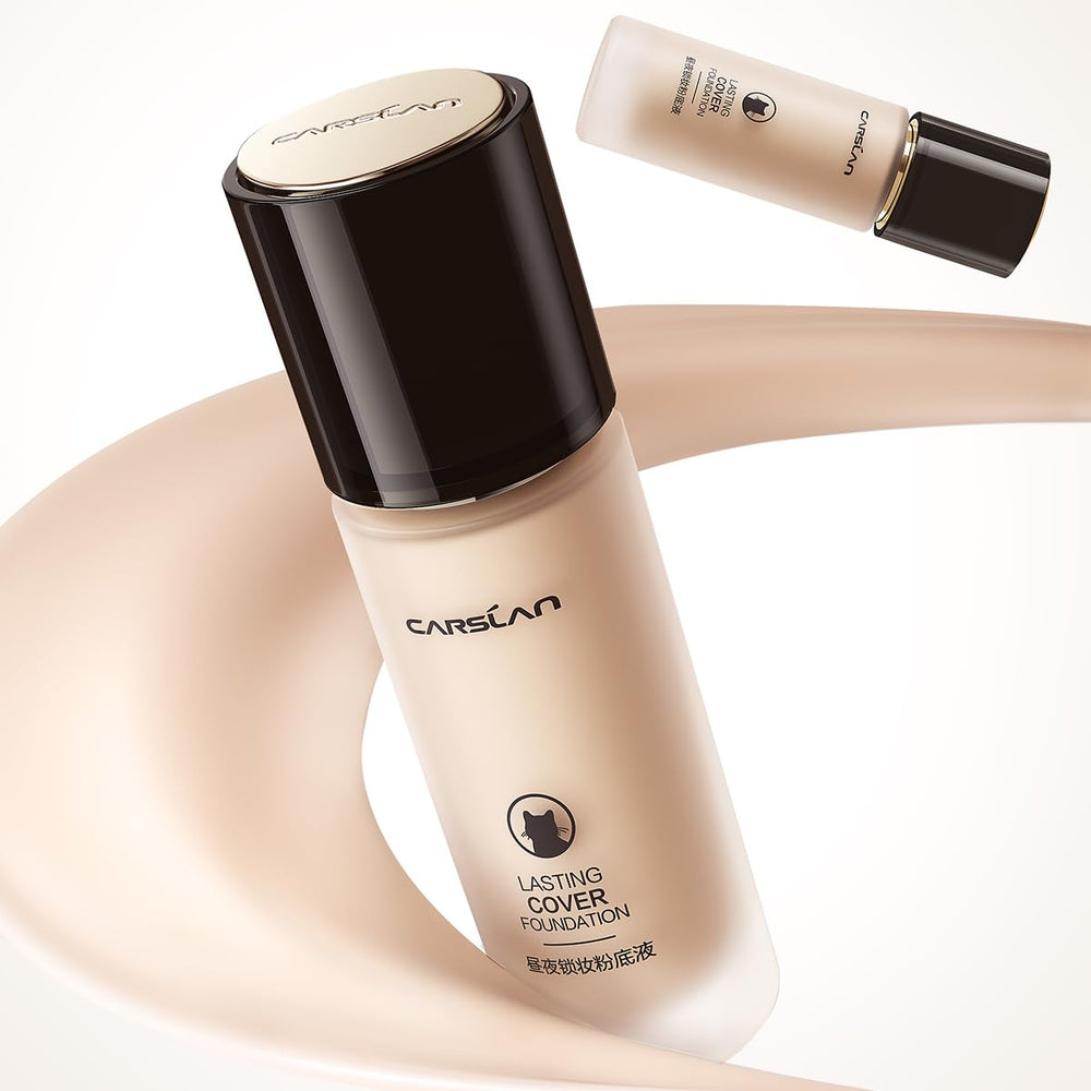 CARSLAN Lasting Cover Foundation applied on face for day-long wear.