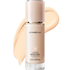 CARSLAN Lasting Moisture Foundation bottle pump with 24h wear and dewy finish.