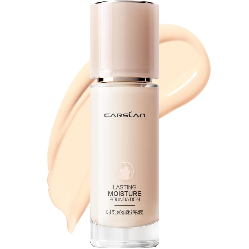 CARSLAN lasting moisture foundation pump for a smooth, long wearing finish.