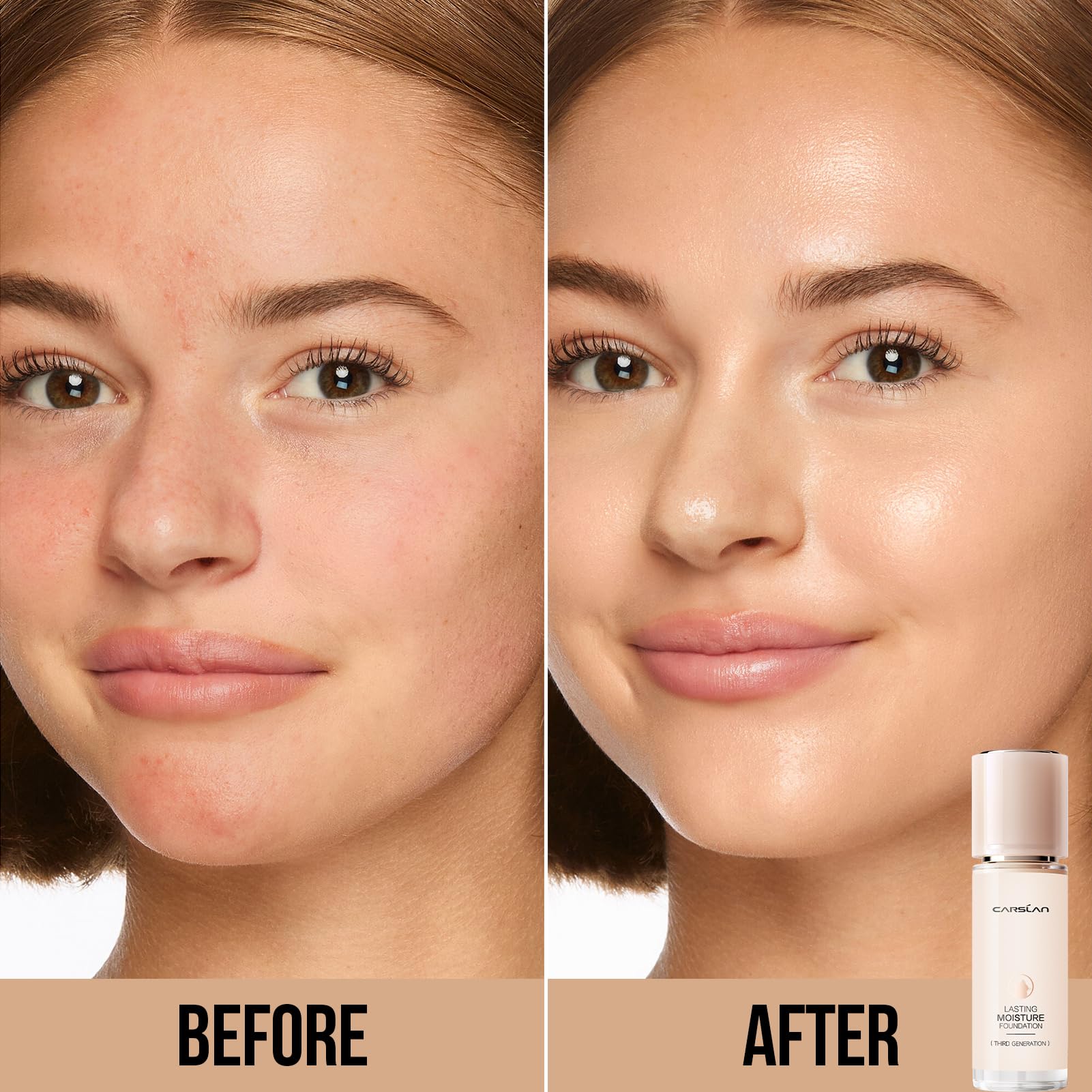 Swirl of CARSLAN foundation texture showing creamy, lightweight formula for smooth application