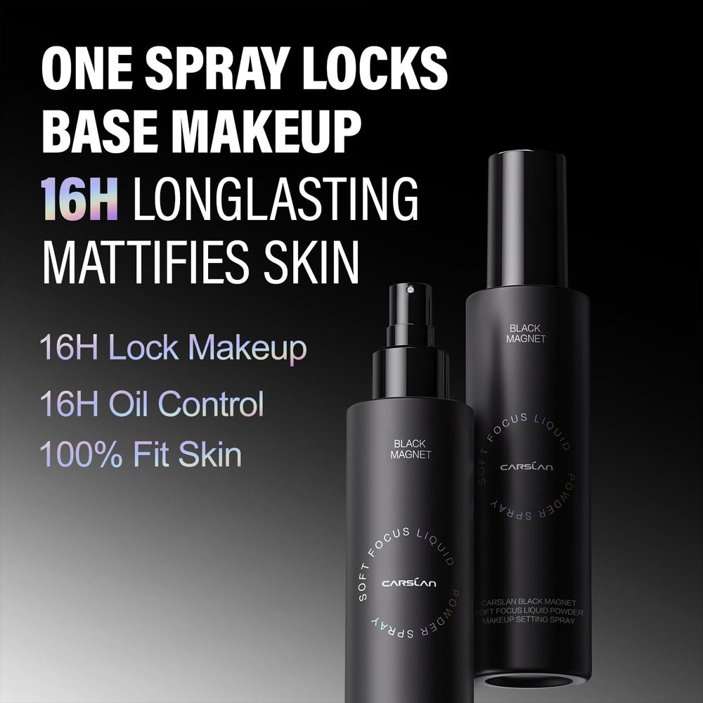 CARSLAN Liquid powder matte finish application demonstrates oil control and shine reduction.