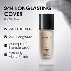 CARSLAN Matte full-coverage with blurred pores for a refined look.