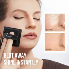 CARSLAN oil-control blotting sheets with powder give a natural matte finish