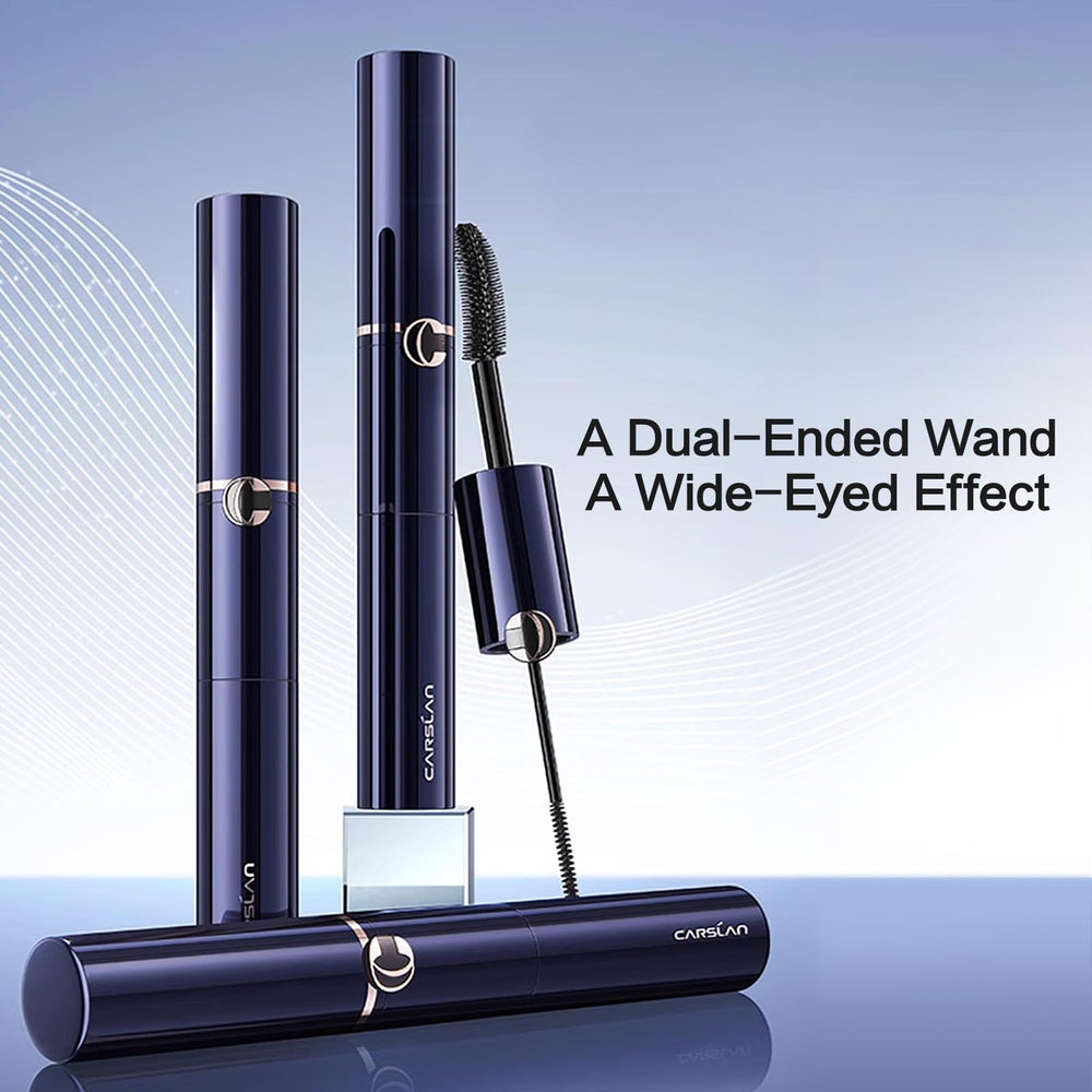 CARSLAN mascara packaging showcases dual-brush design for versatile looks.