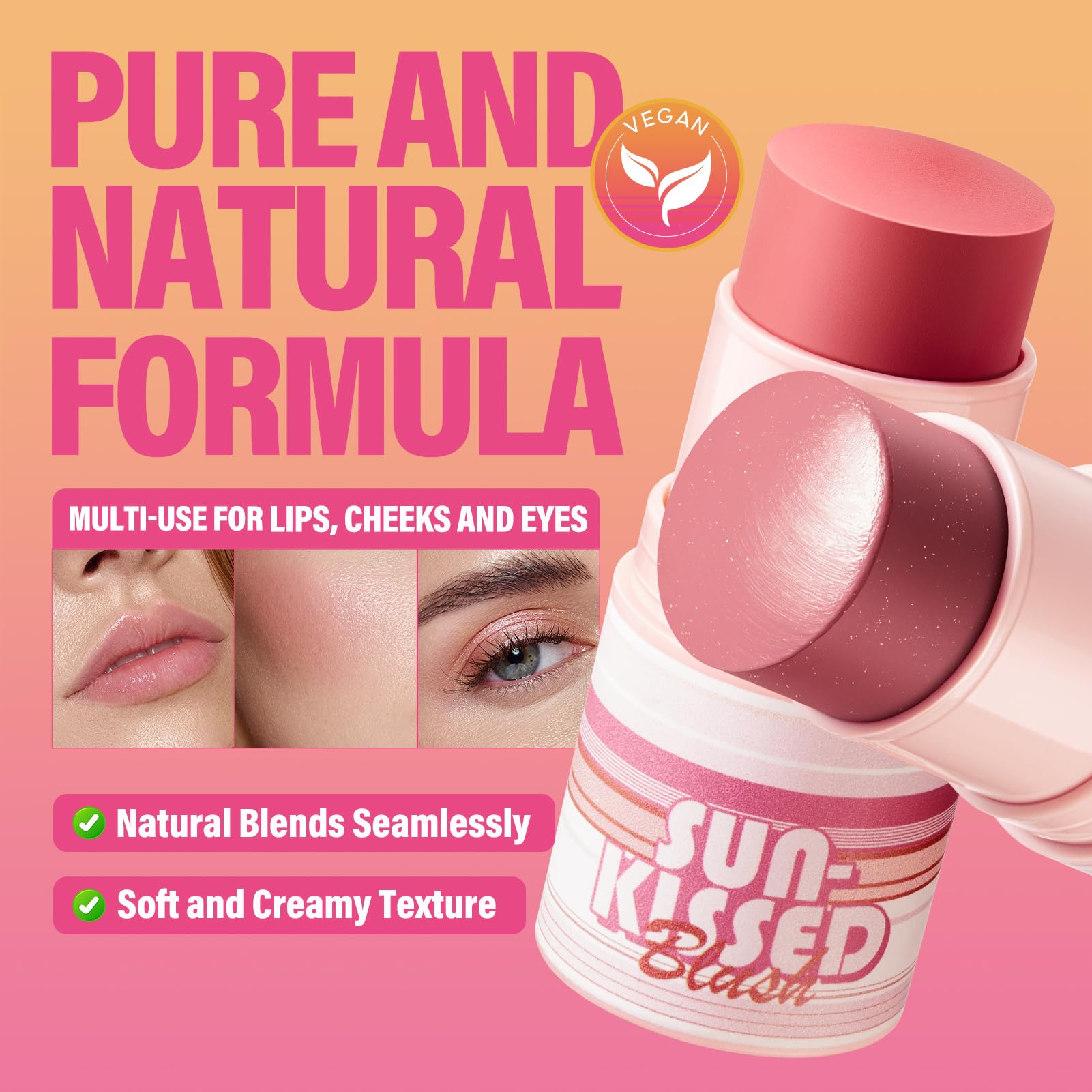 CARSLAN Sun Kissed Blush & Bronzer Stick on eyes adds soft definition with a natural matte finish.