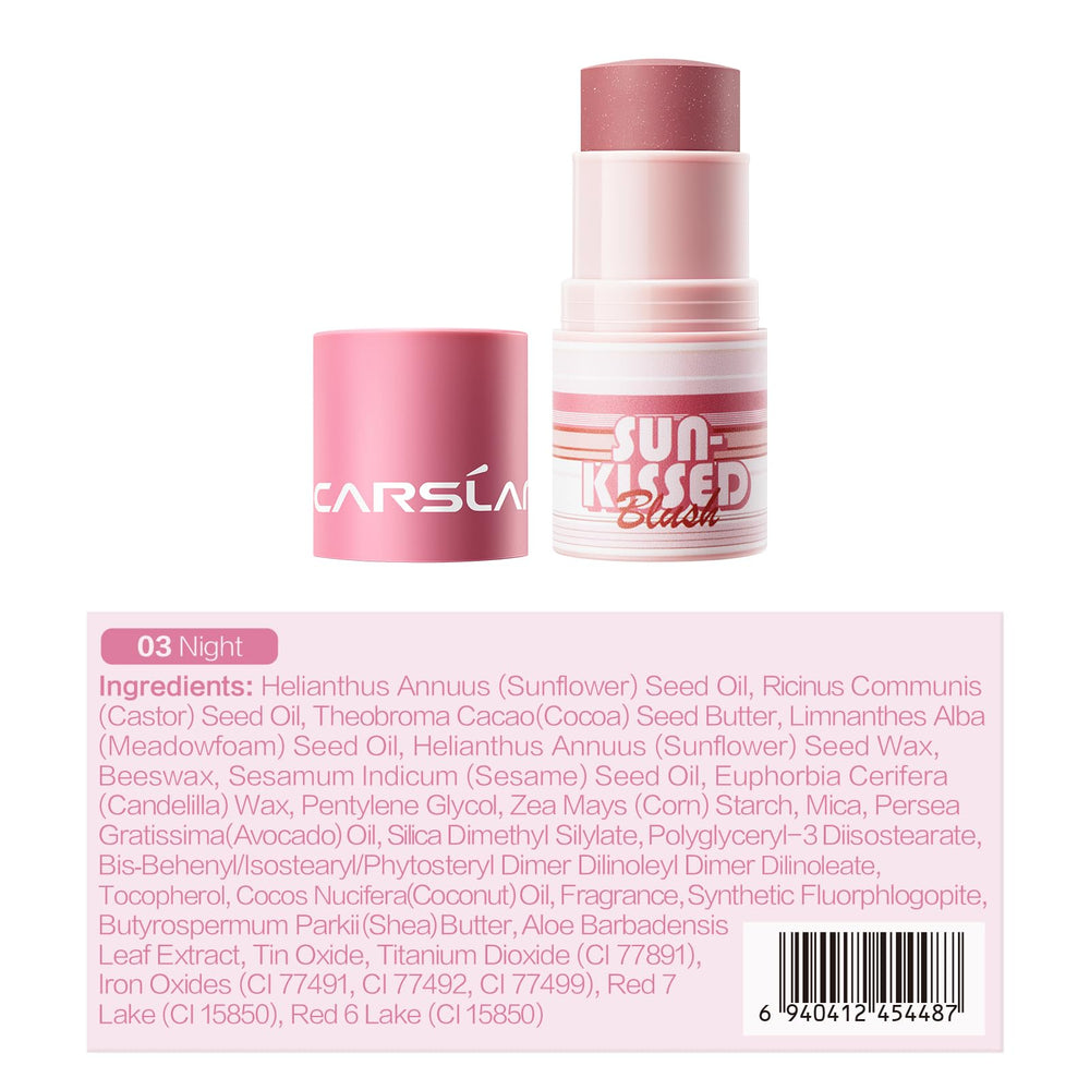 CARSLAN Sun Kissed Blush & Bronzer Stick swatches show buildable color.