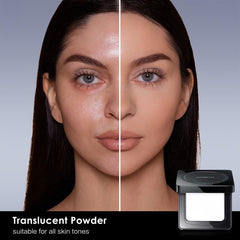 CARSLAN translucent setting powder compact blends evenly for a natural matte finish.