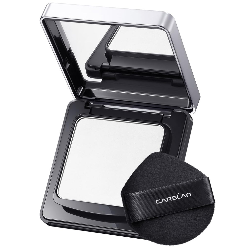 CARSLAN waterproof pressed powder compact with mirror for long-lasting touch-ups.