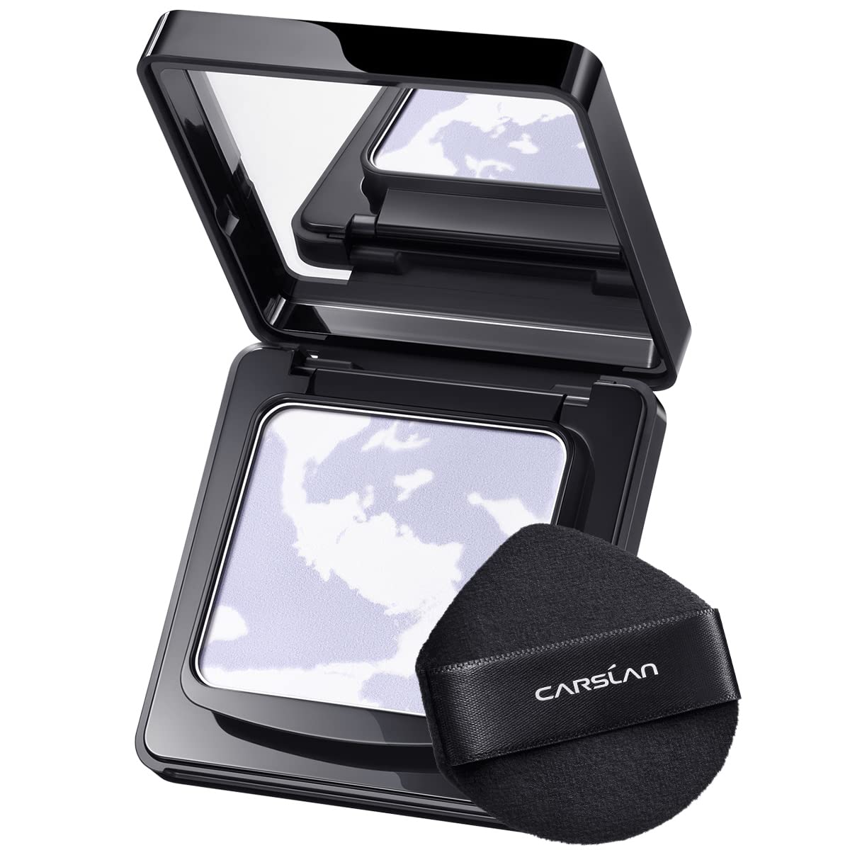 CARSLAN waterproof face pressed powder compact with mirror for on-the-go touch-ups.