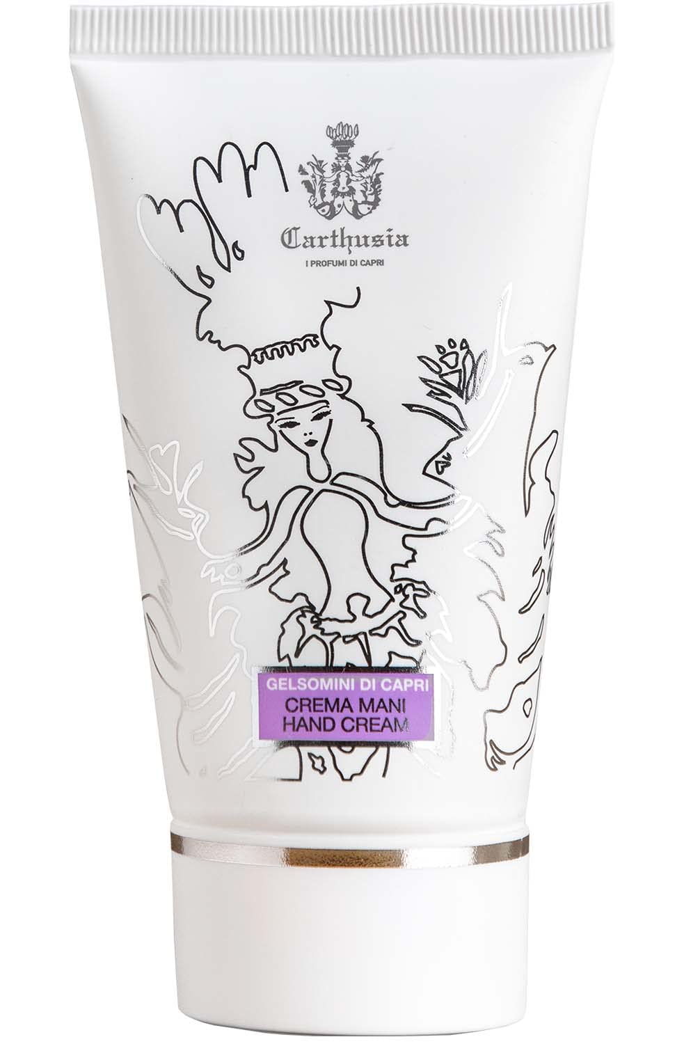Carthusia Gelsomini di Capri Hand Cream bottle offers a fresh fragrance plus skin hydration