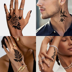 Casciybo black floral branch tattoo adds chic detail on skin