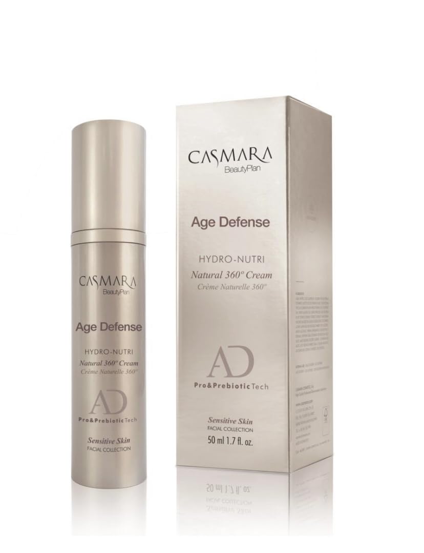 Casmara Age Defense Pro & Prebiotic Cream bottle showcases the product packaging and branding