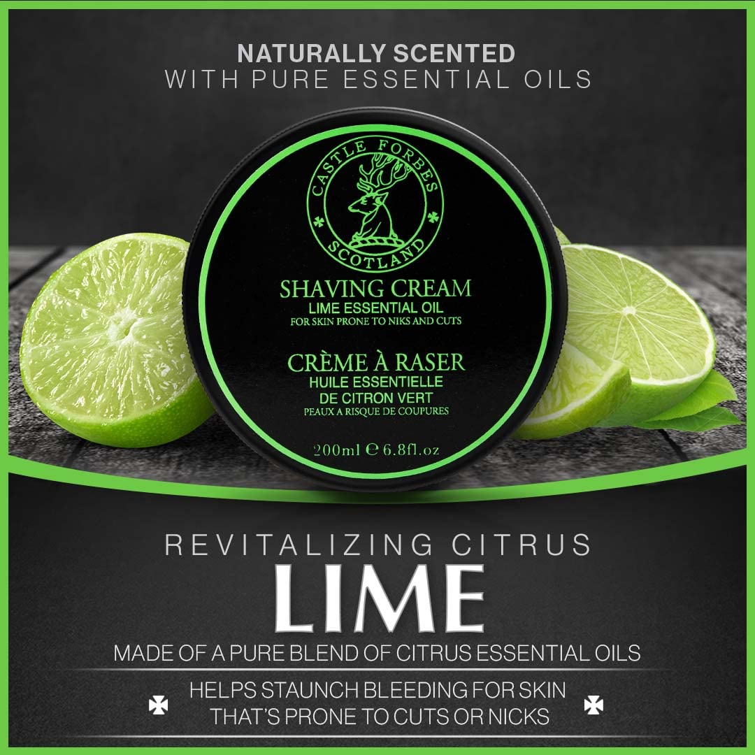 Castle Forbes Lime Shaving Cream being applied on skin promises even coverage.