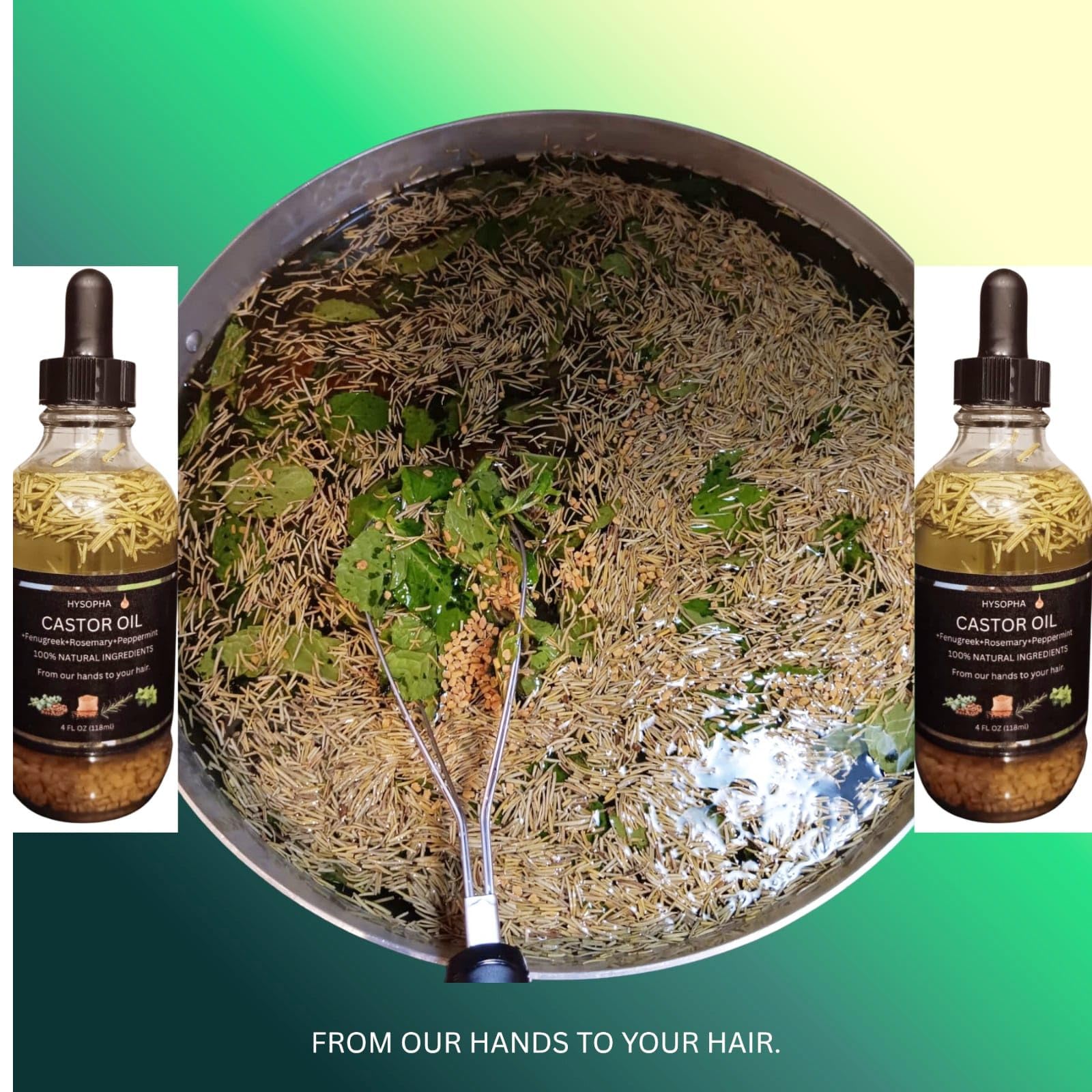 Castor Oil Hair Growth bottle promotes shine and softness.