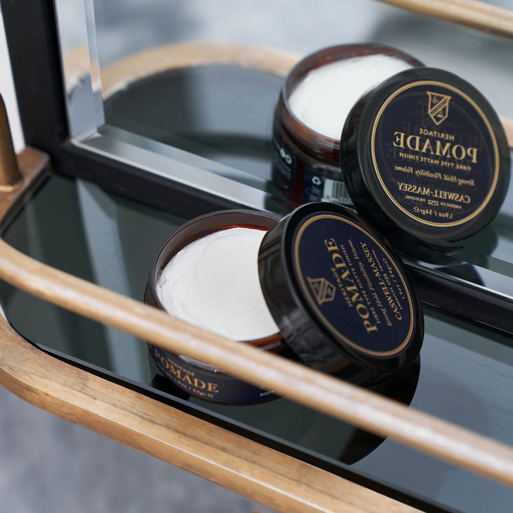 Caswell-Massey Fiber-Style Pomade delivers low shine with a natural look.