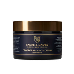 Caswell-Massey Heritage shave cream bottle on vanity for a smooth daily shave.