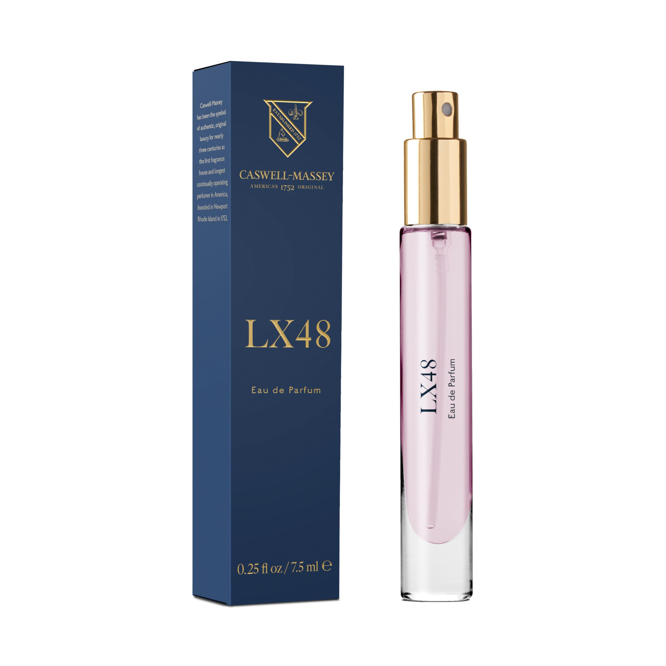 Caswell-Massey LX48 bottle showing bold cedarwood and tobacco notes for an elegant everyday scent.