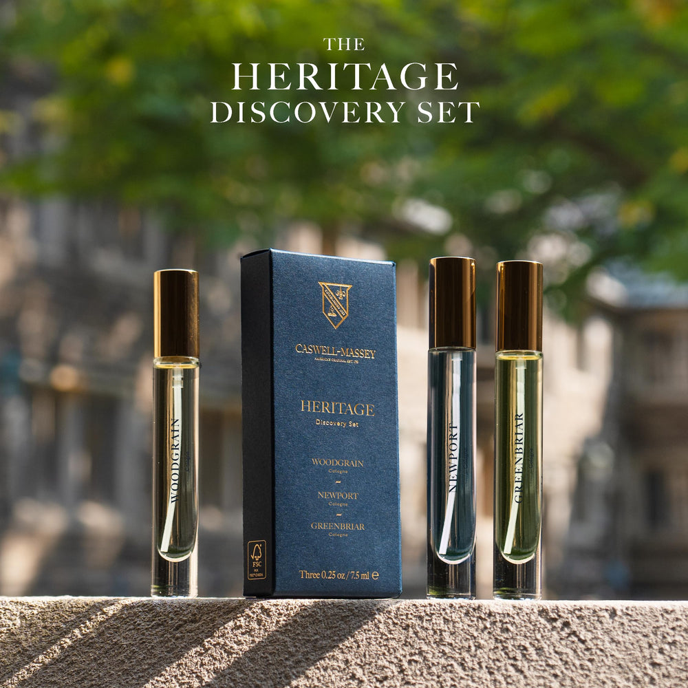 Caswell-Massey Newport Cologne bottle highlighting aquatic notes for fresh confidence