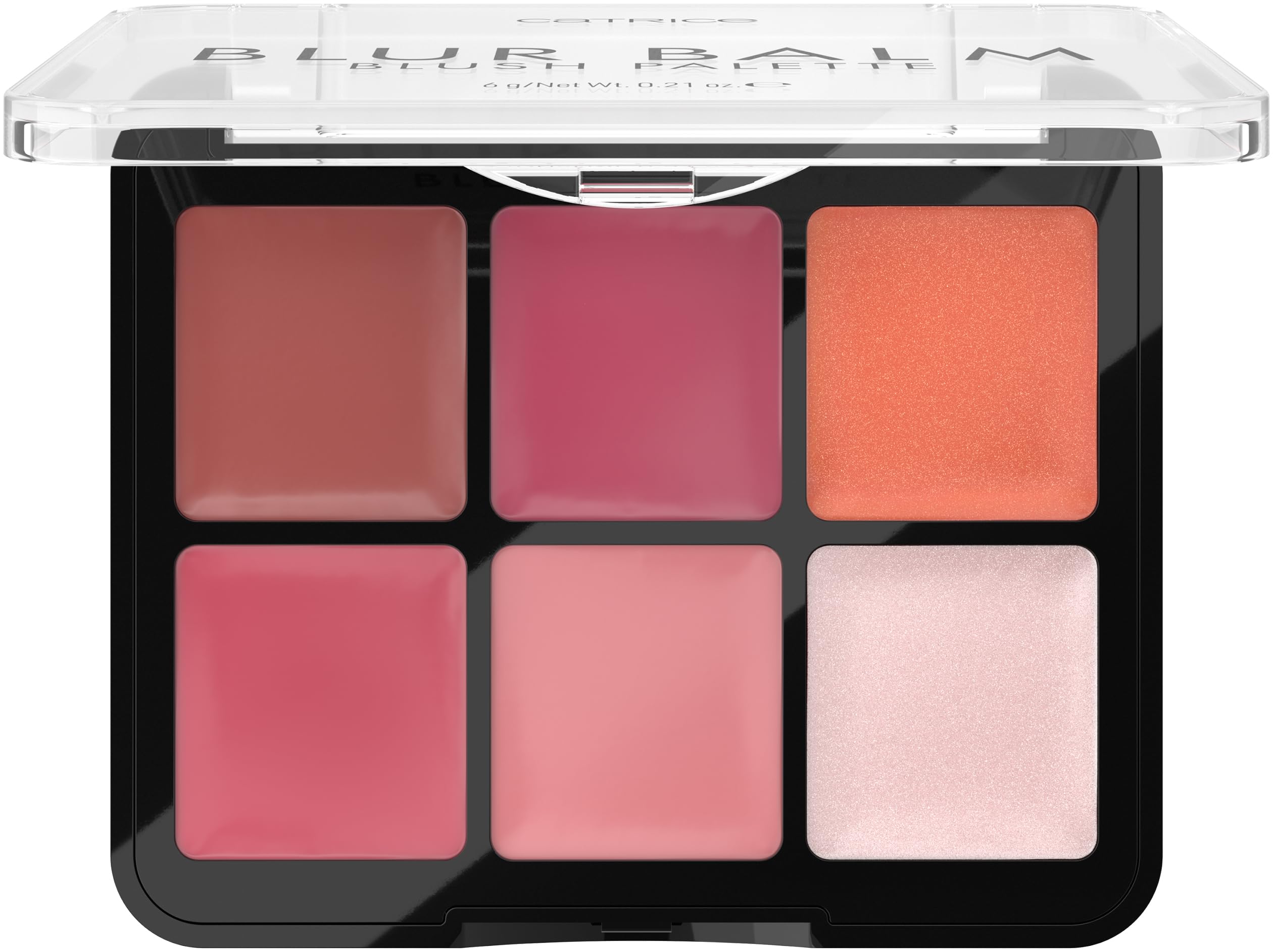Catrice Blur Balm Palette swatches showing creamy-to-powder texture and glow-ready tones
