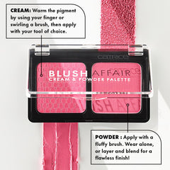 Catrice Blush Affair dual-shade blend demonstrates customizable rosy glow.