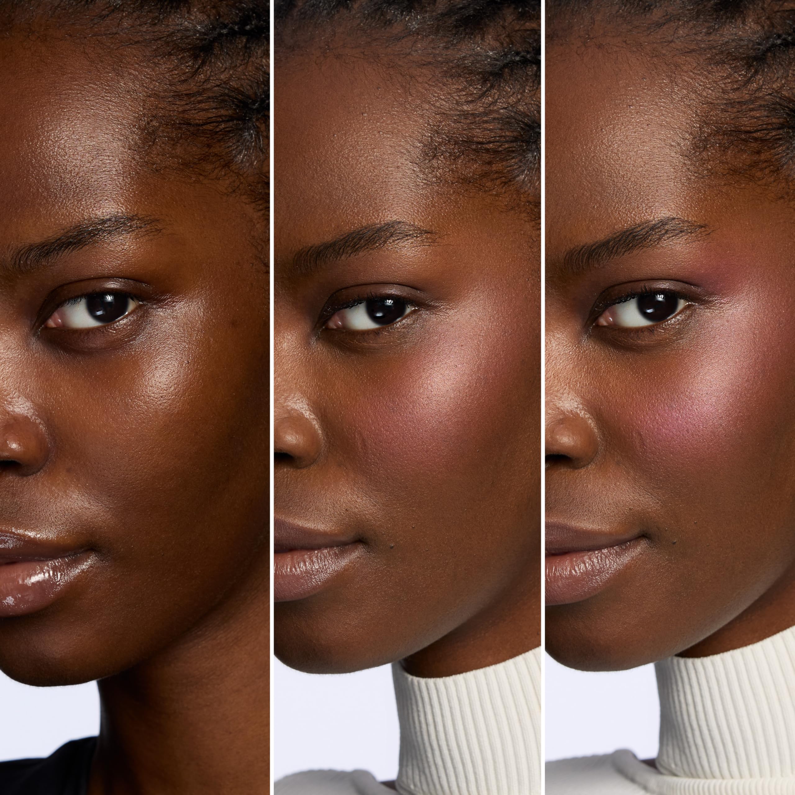 Catrice Blush Affair texture close-up reveals creamy satin and velvety matte finishes.