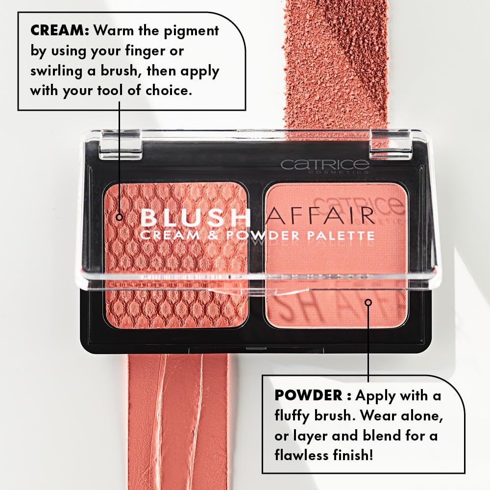 Close-up of Peach Passion duo palette showing mix options for customized looks