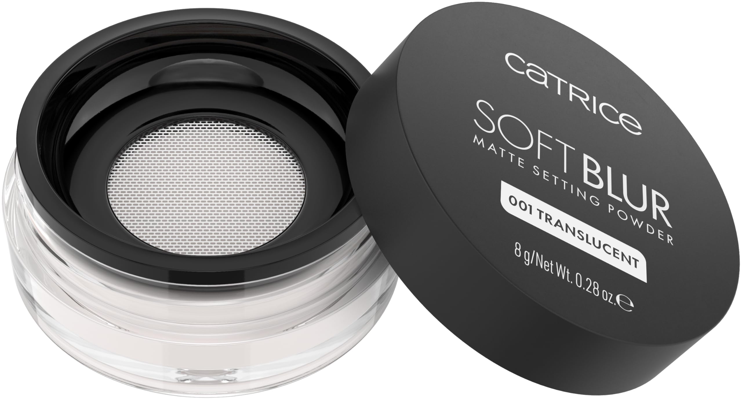 Catrice Soft Blur Loose Setting Powder bottle close-up with pore-blurring finish.