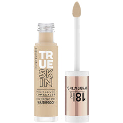 Catrice True Skin High Cover Concealer 032 Neutral Biscuit close-up bottle showing waterproof, long-lasting formula.
