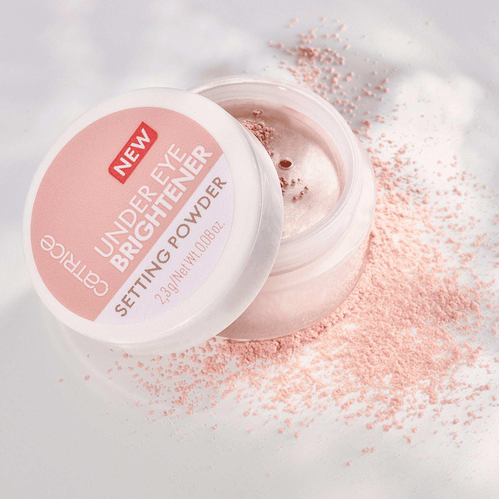 Catrice Under Eye Brightener Setting Powder packaging confirms vegan and cruelty-free status.