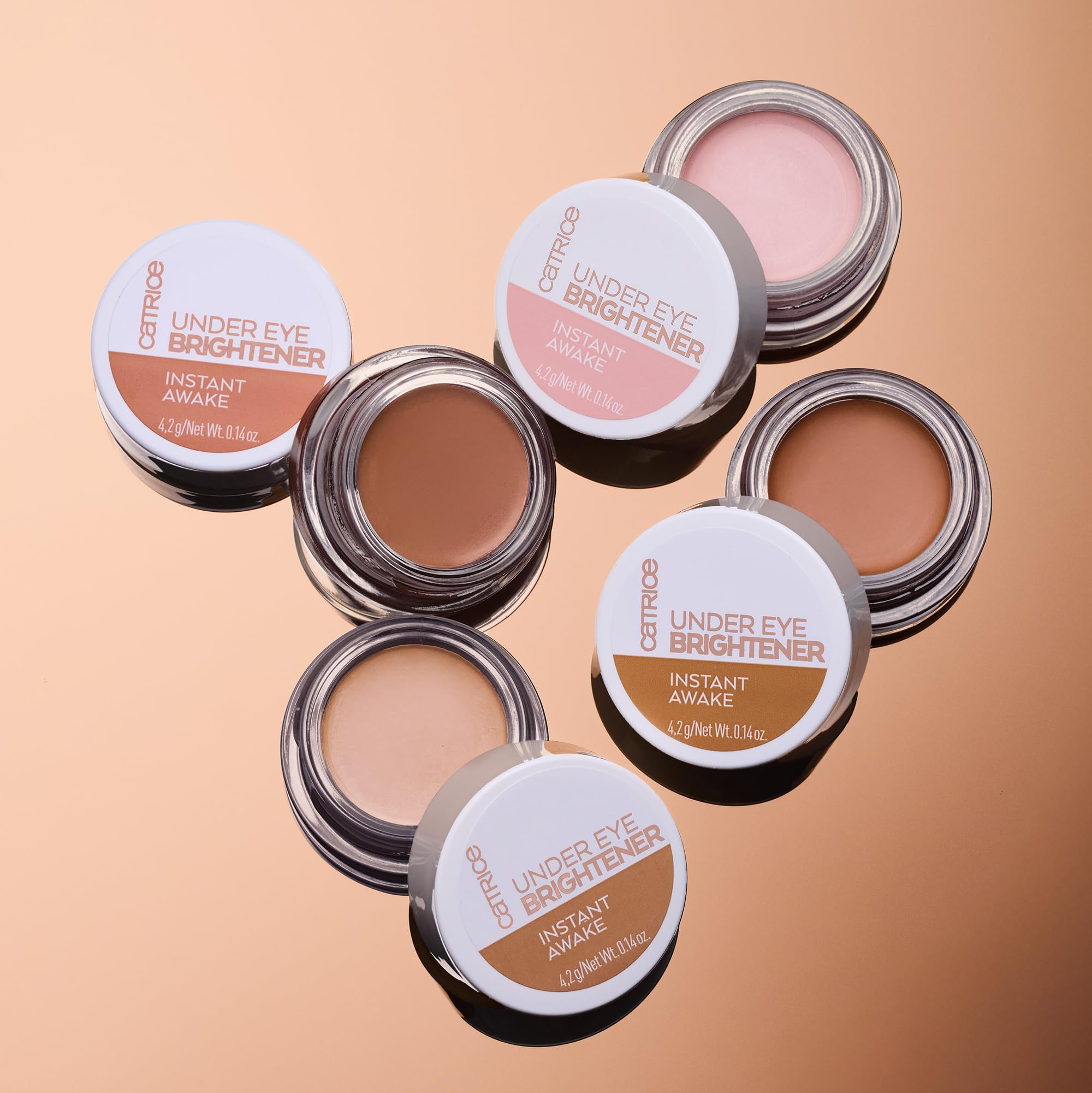 Under-eye swatch on skin demonstrating natural glow from Catrice Brightener.