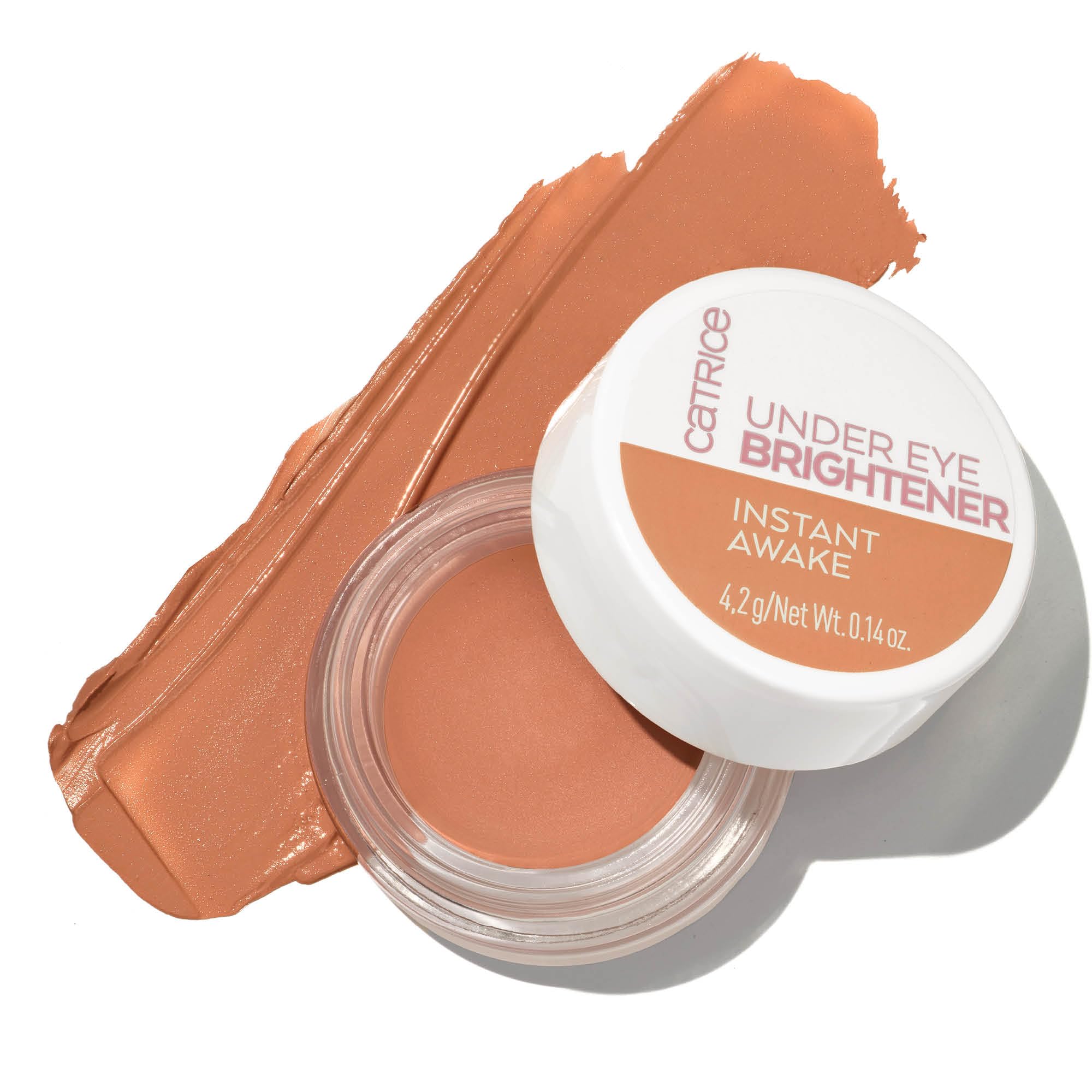 Catrice Under Eye Brightener warm-tone swatch blending under-eye shadows for balance.