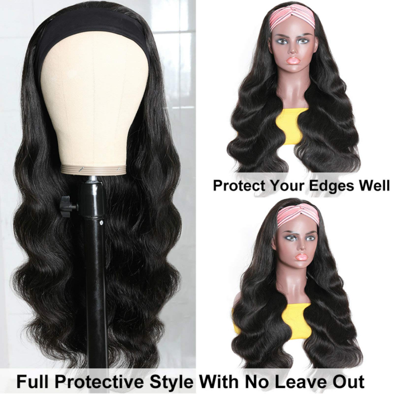 catti headband wig close-up Brazilian virgin hair texture