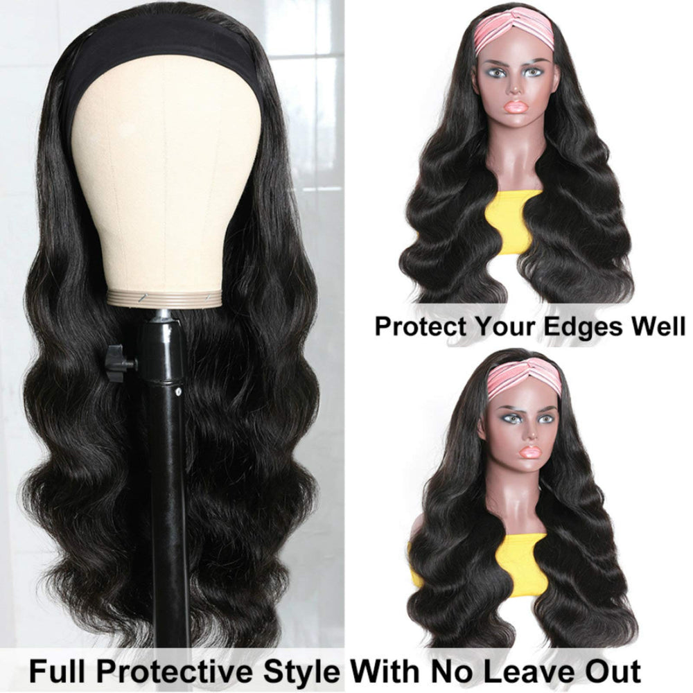 catti headband wig close-up Brazilian virgin hair texture