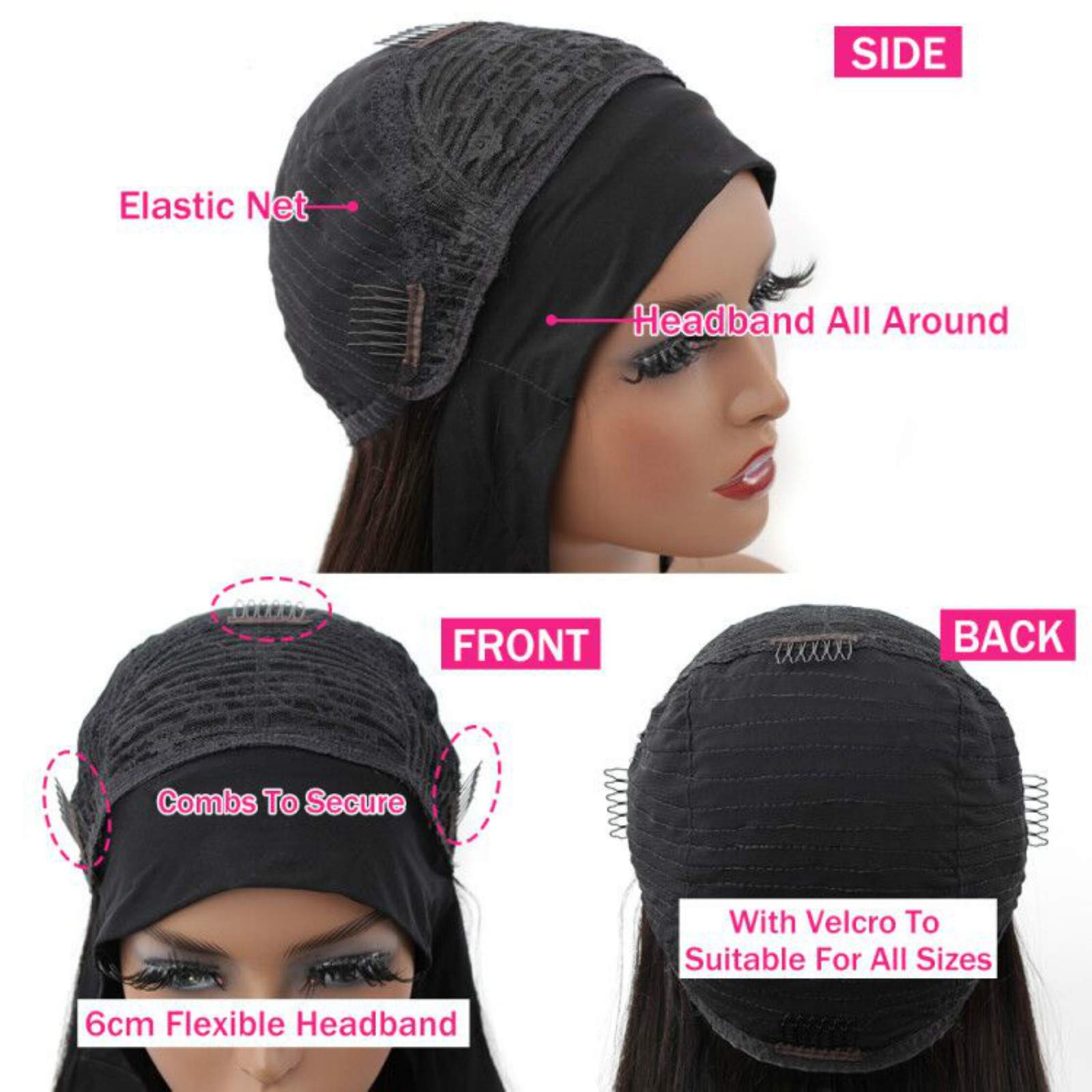 catti headband wig wearing demonstration for quick styling
