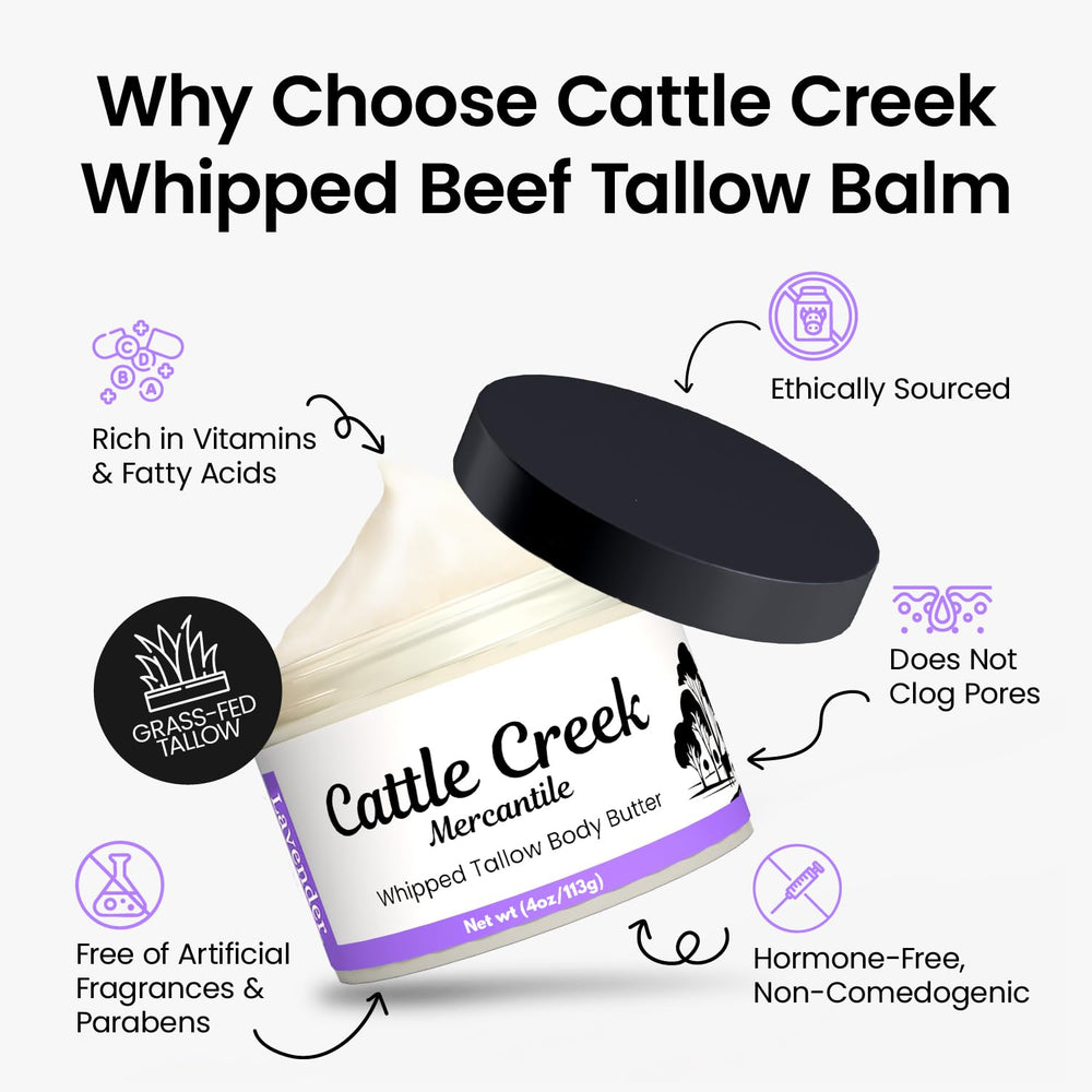 Cattle Creek tallow balm applied on hand demonstrates non-greasy absorption.