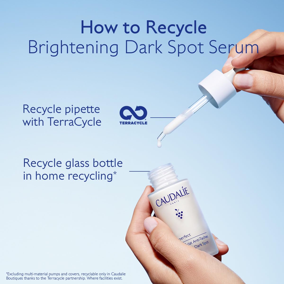 Caudalie Vinoperfect serum paired with Glycolic Essence for enhanced radiance.