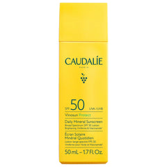 Caudalie Vinosun Protect bottle front with daily SPF50 protection under makeup