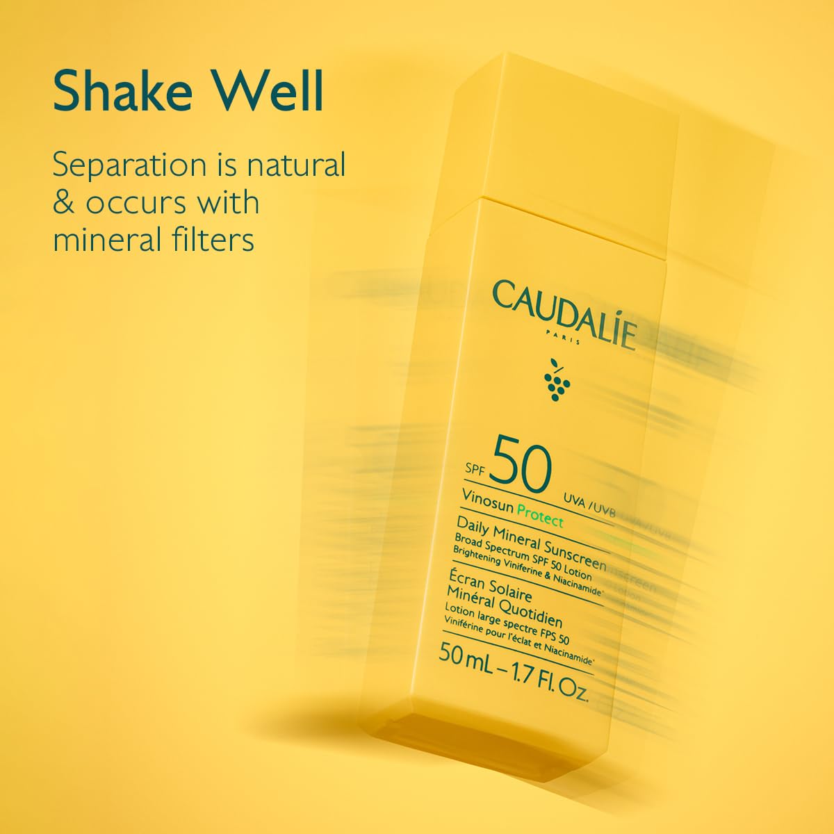 Caudalie Vinosun Protect packaging box, clean design and vegan formula