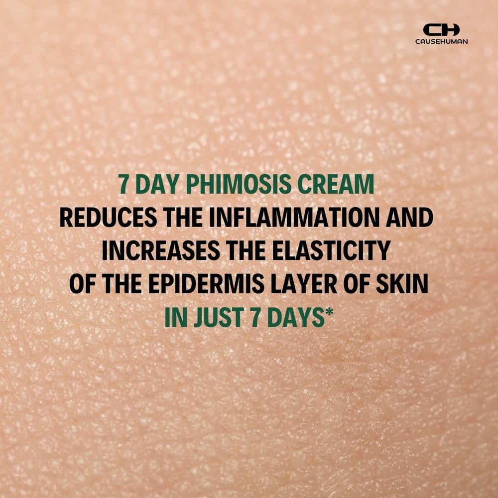 Cause Human phimosis cream bottle close-up showing steroid-free formula