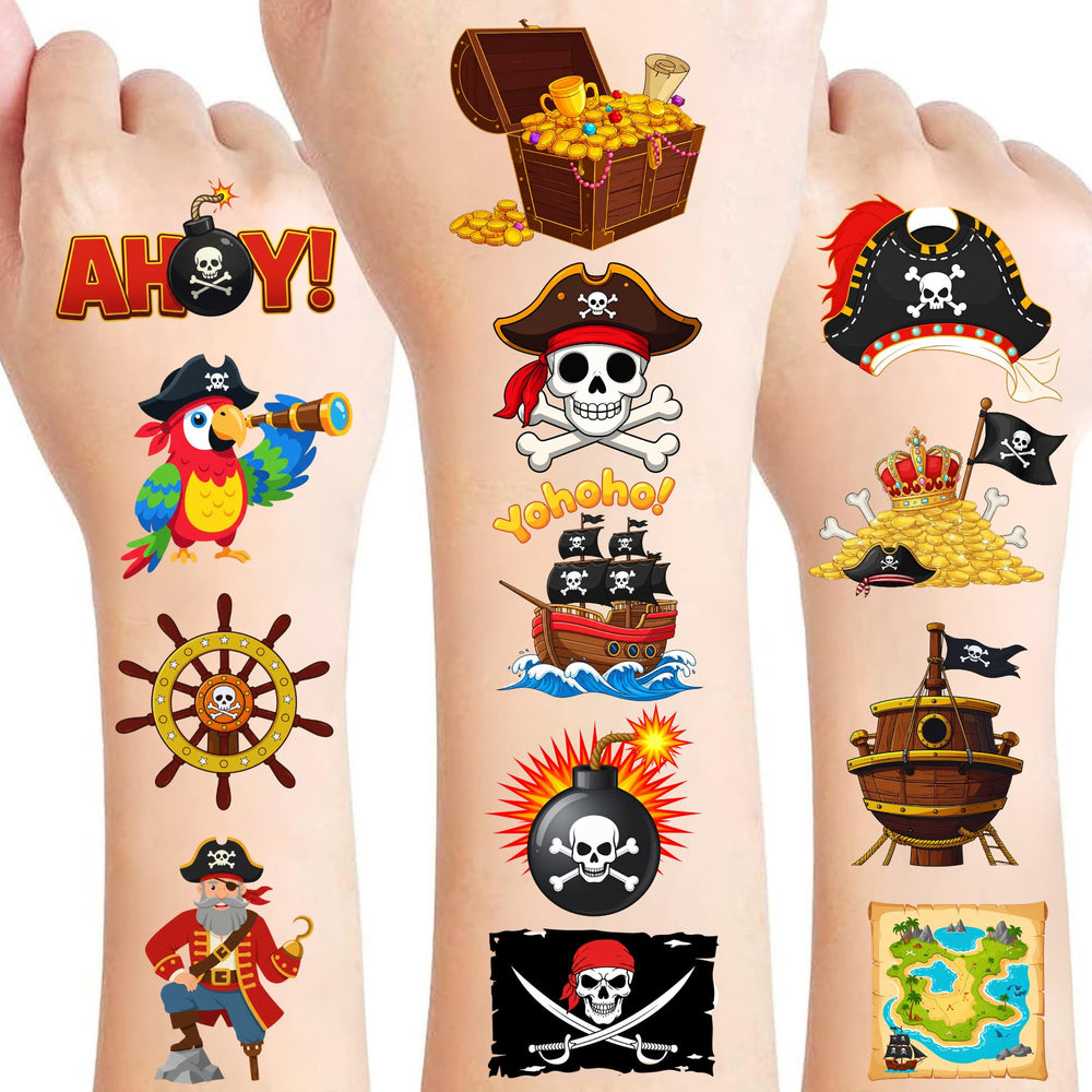 CAVALATAT pirate tattoos sheets with bold designs for kids' party favors