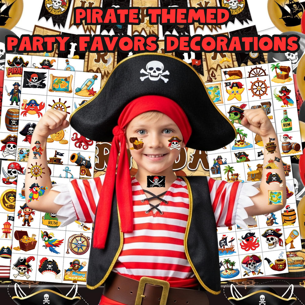 CAVALATAT pre-cut pirate tattoo sheets ready for quick party prep