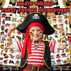 CAVALATAT pre-cut pirate tattoo sheets ready for quick party prep