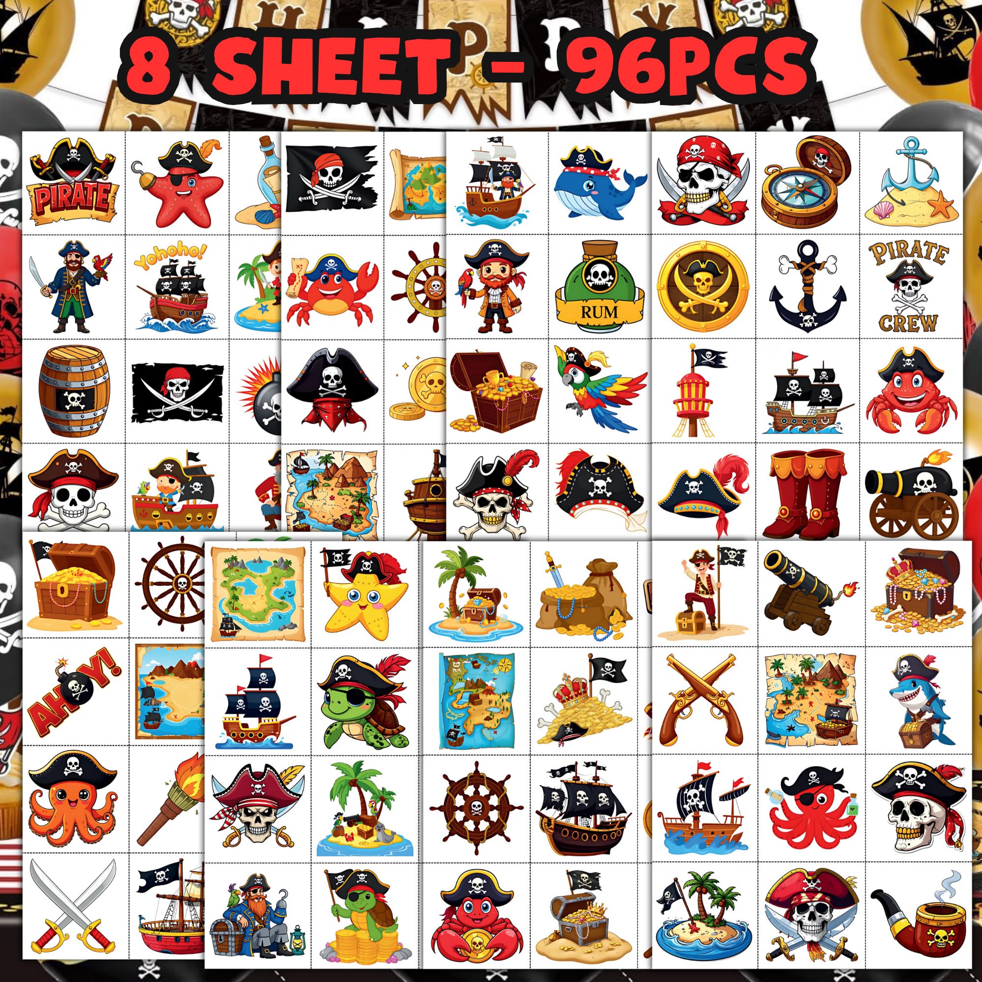 CAVALATAT waterproof and removable pirate tattoos stay vibrant during play