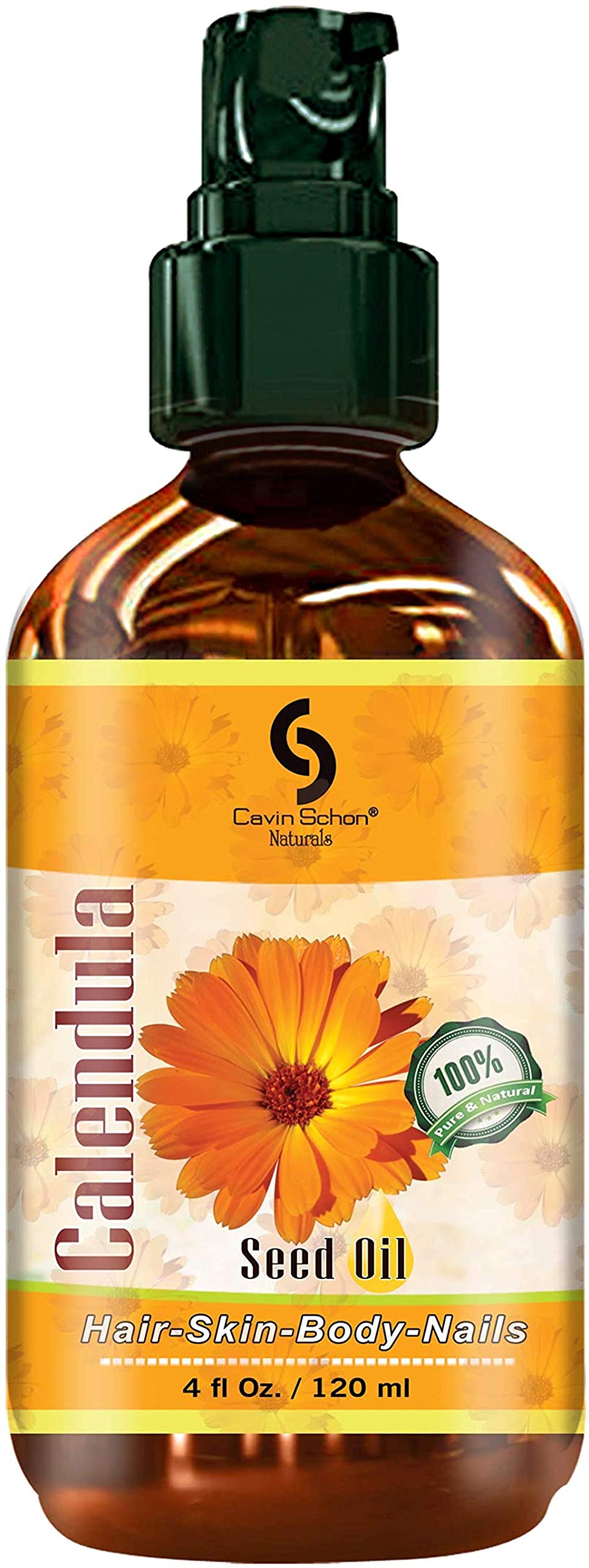 Cavin Schon calendula oil 4oz bottle for skin hydration and gentle topical care