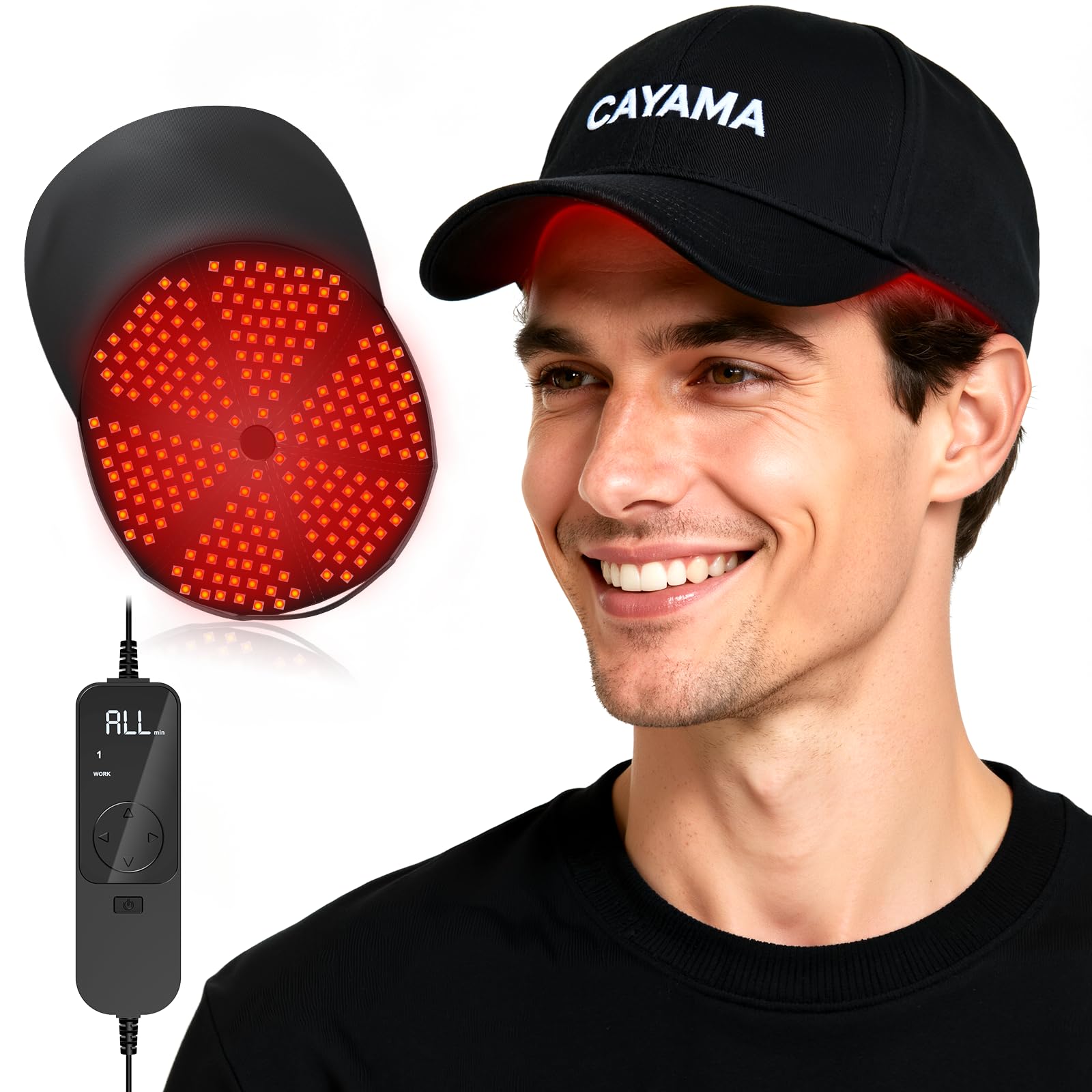CAYAMA Red Light Cap full-coverage design for even scalp illumination during sessions.