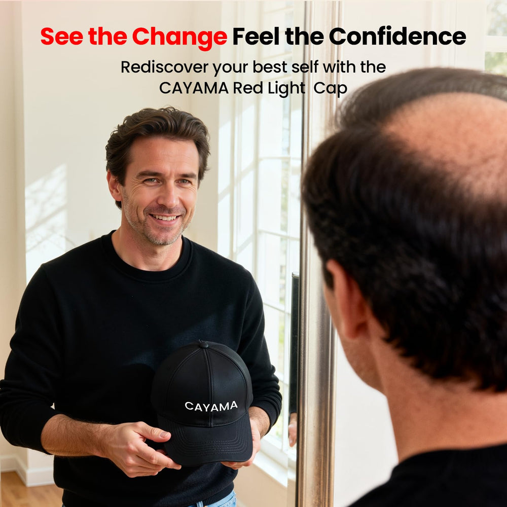 CAYAMA cap focusing on frontal thinning for targeted light therapy