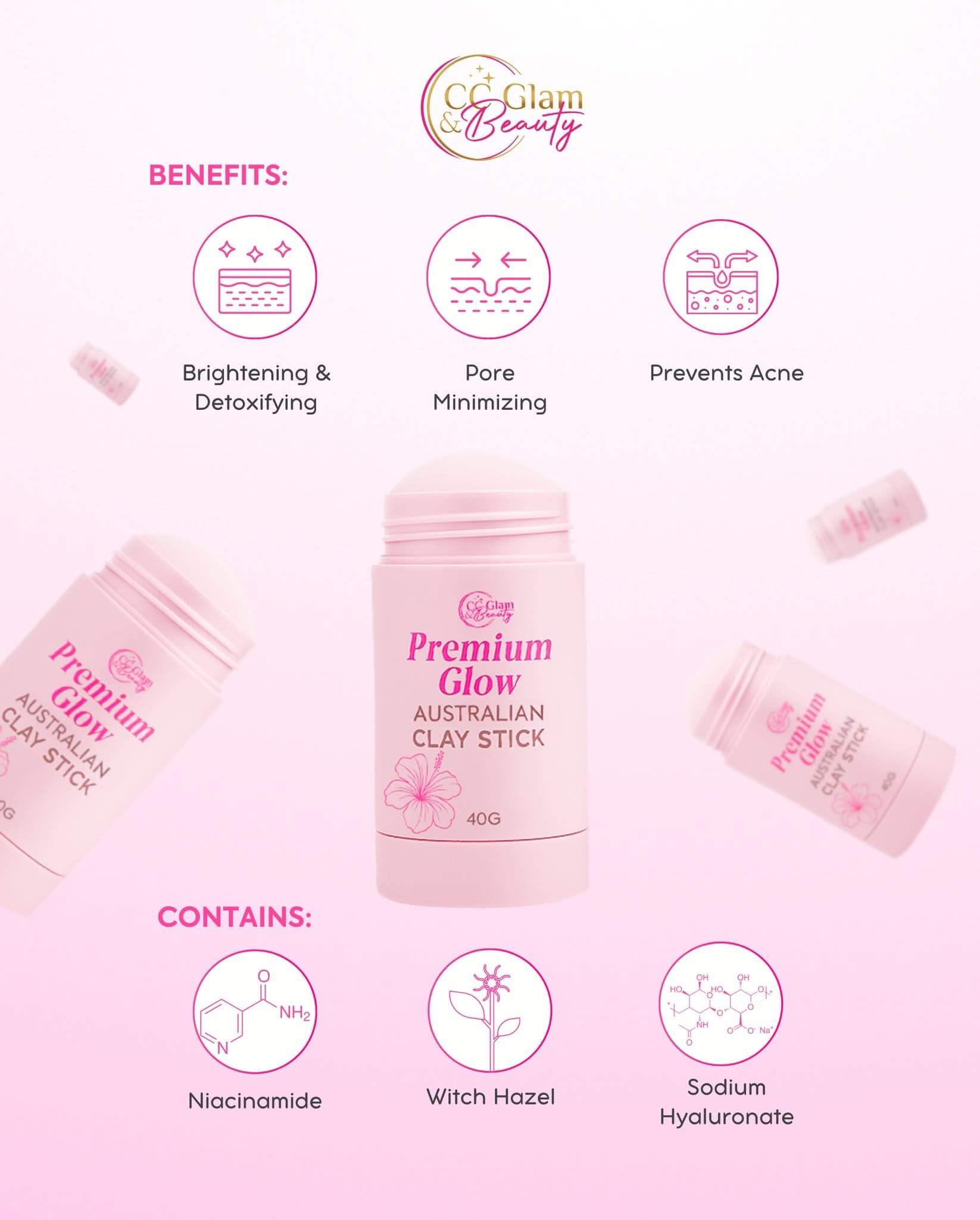 CC GLAM and Beauty Premium Glow clay stick acne prevention for healthier-looking skin.