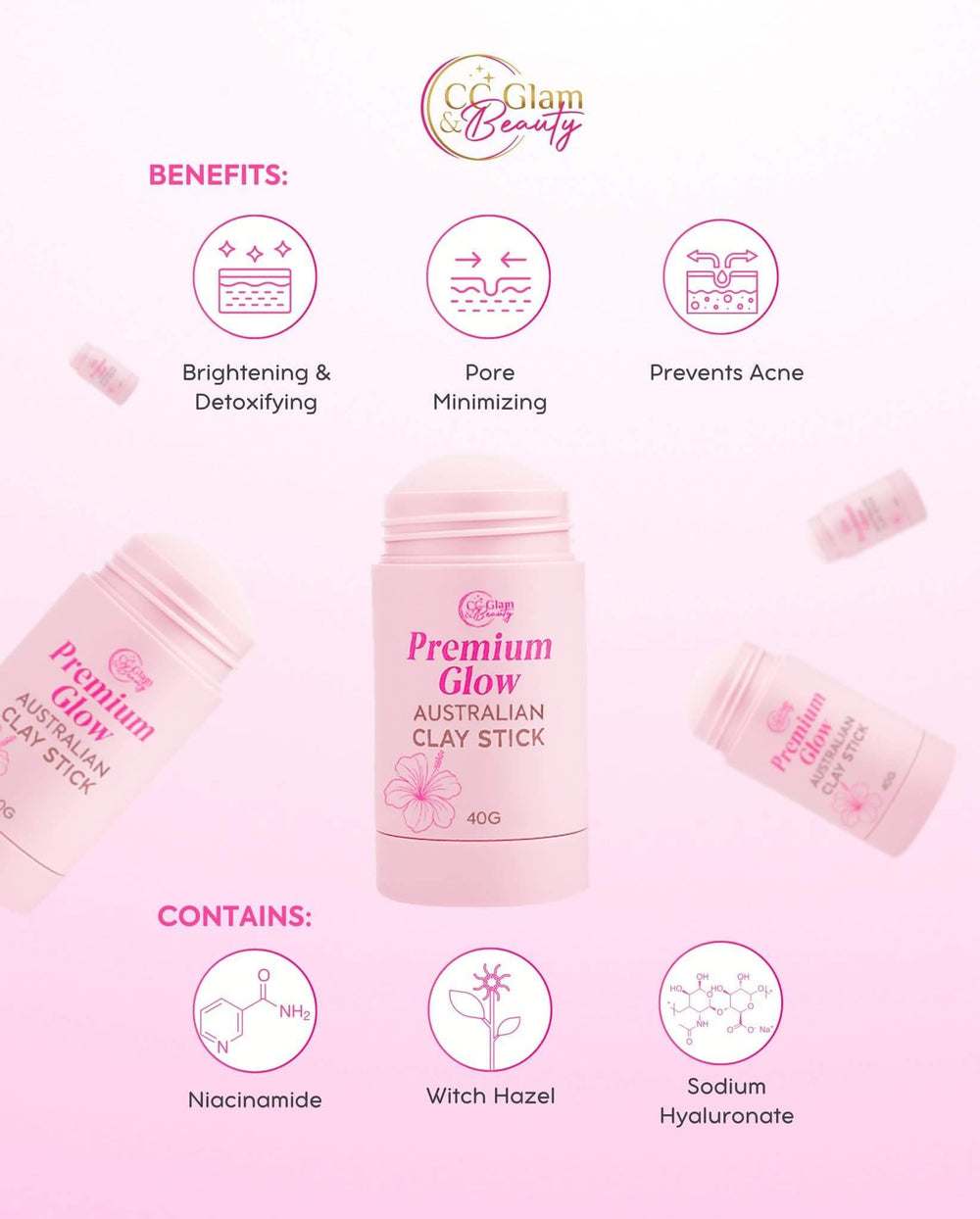 CC GLAM and Beauty Premium Glow clay stick acne prevention for healthier-looking skin.