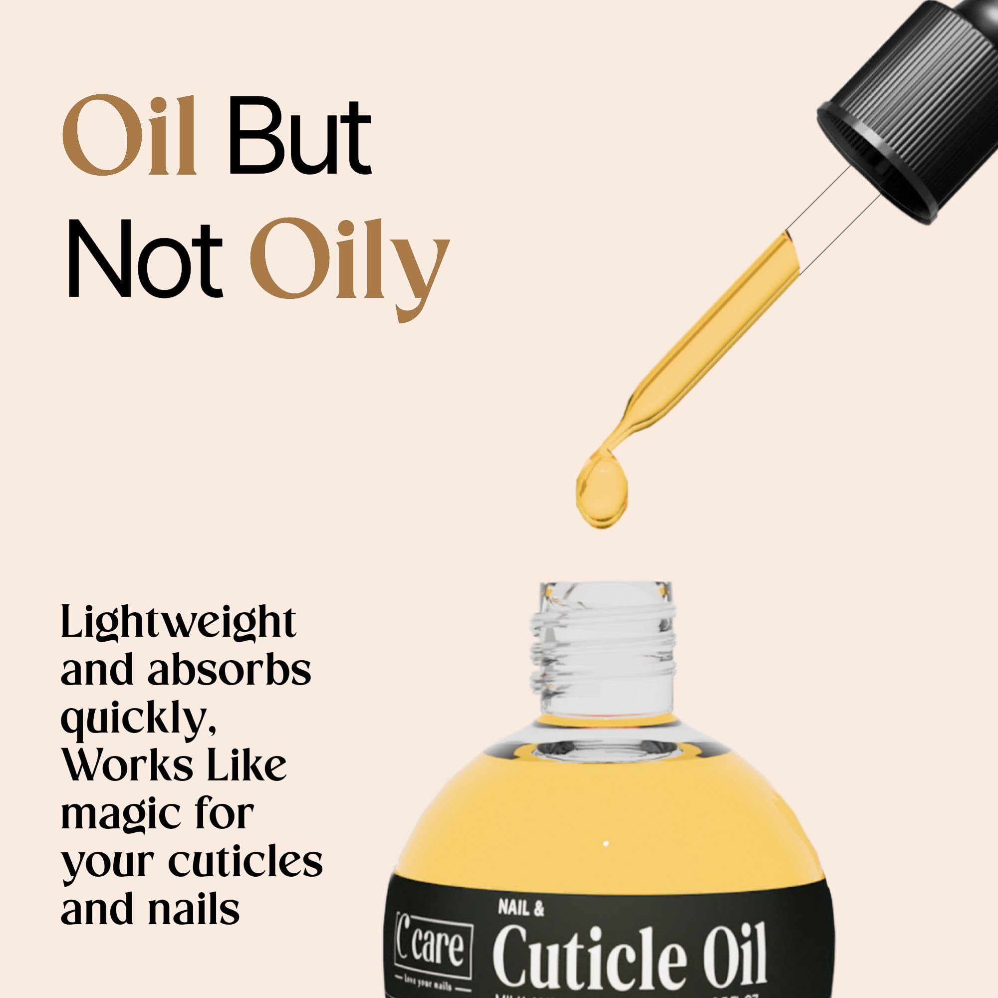 C CARE Cuticle Oil brush application demonstrates easy, even coverage.