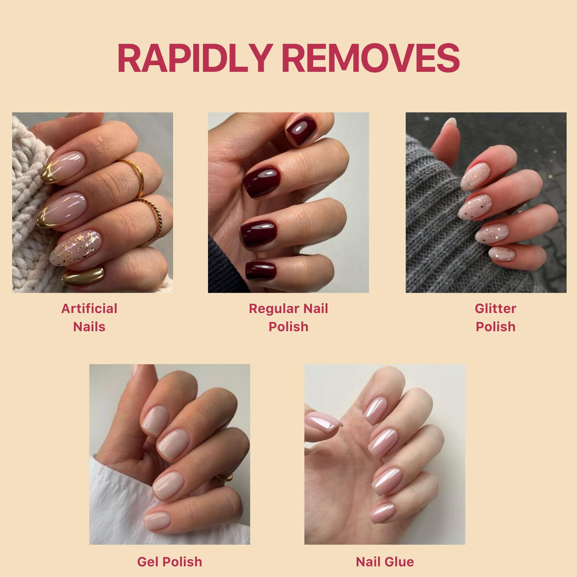 C CARE nails after removal close-up showing smooth, clean nail surface